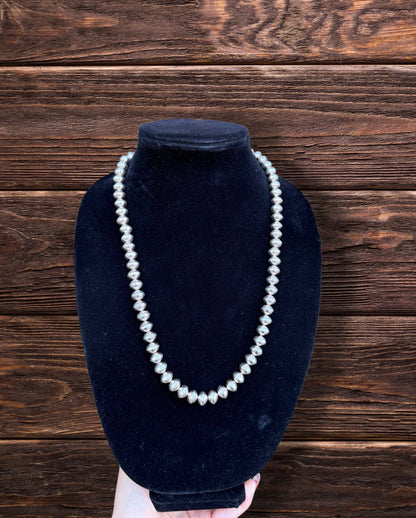 25 1/2 " Plain Sterling Silver Pearl Necklace with Jimothy Clasp