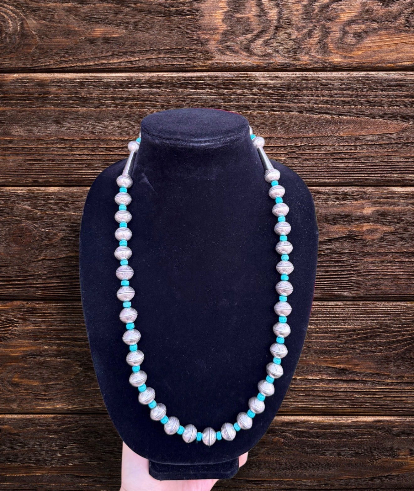 26" Single Strand With Turquoise Beads In Between Each Mercury Dime Bead