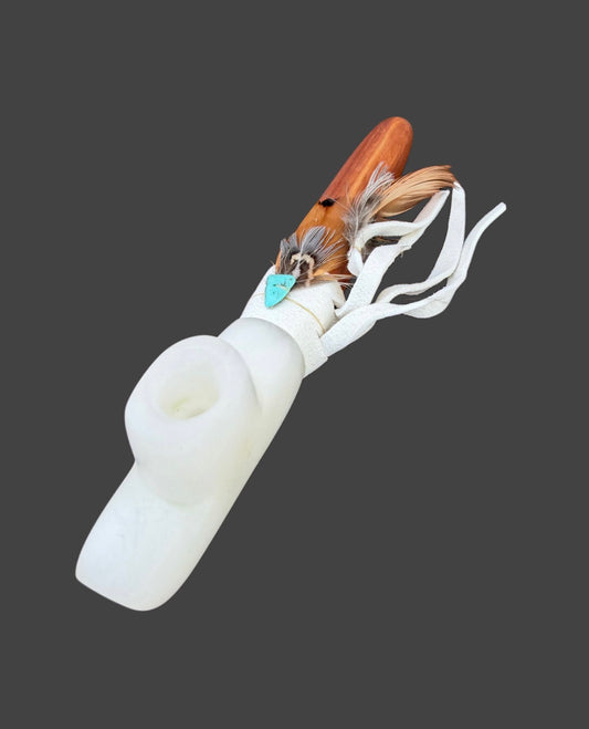 Italian White Alabaster Medicine Spirit Pipe
