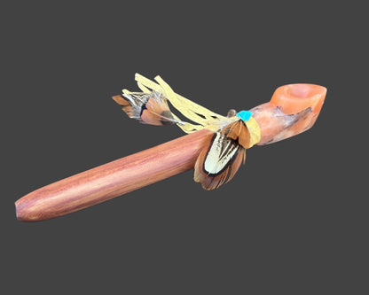 Translucent Red Orange Alabaster Medicine Spirit Pipe