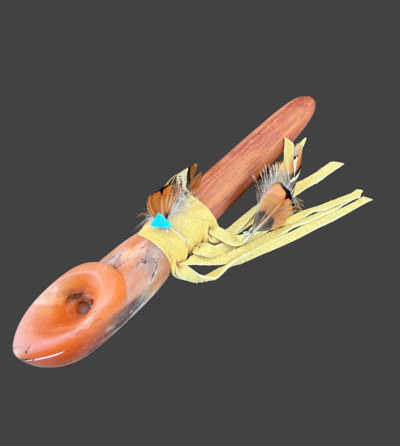 Translucent Red Orange Alabaster Medicine Spirit Pipe