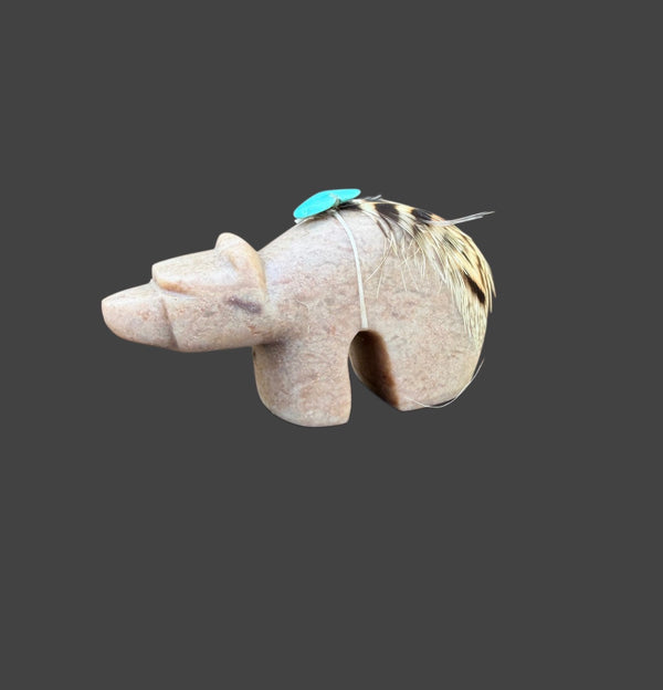 Red Tiger's Eye Alabaster Medicine Bear With Turquoise