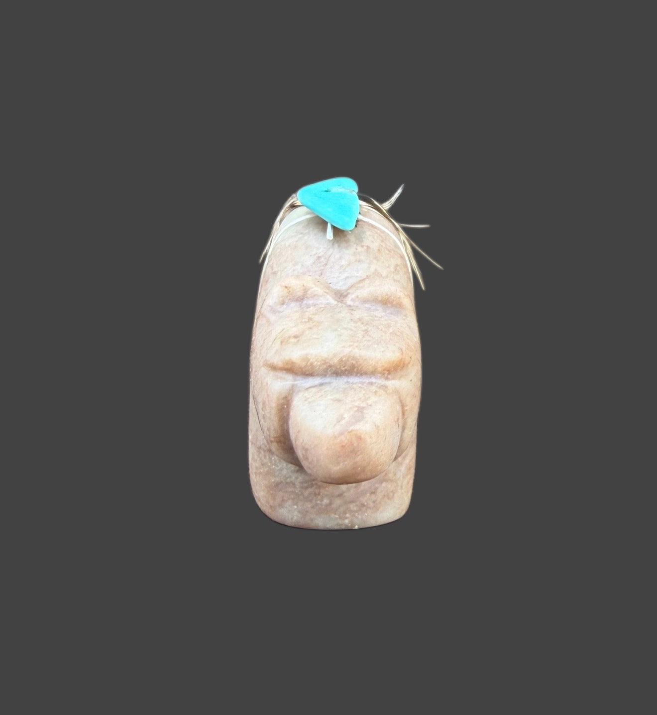 Red Tiger's Eye Alabaster Medicine Bear With Turquoise