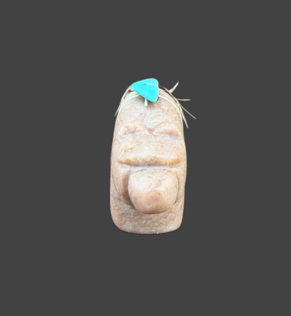 Red Tiger's Eye Alabaster Medicine Bear With Turquoise
