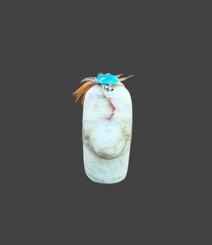 Green Alabaster Medicine Bear With Sleeping Beauty Turquoise