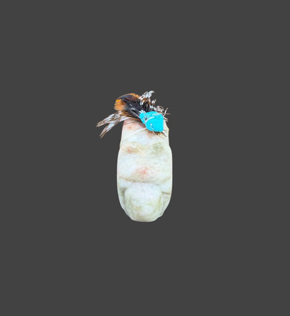 Green Alabaster Medicine Bear With Sleeping Beauty Turquoise