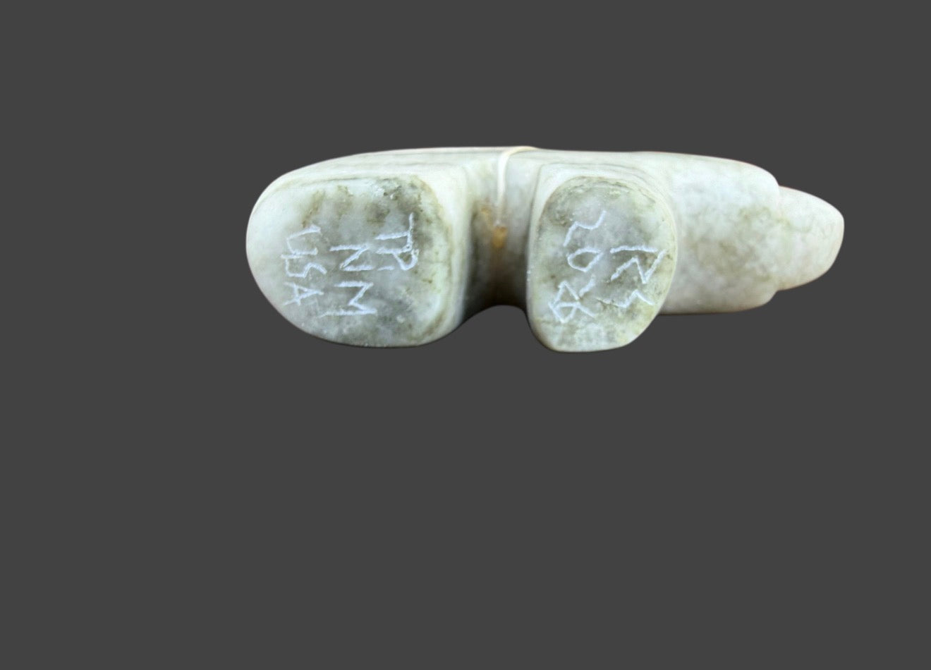 Green Alabaster Medicine Bear With Sleeping Beauty Turquoise