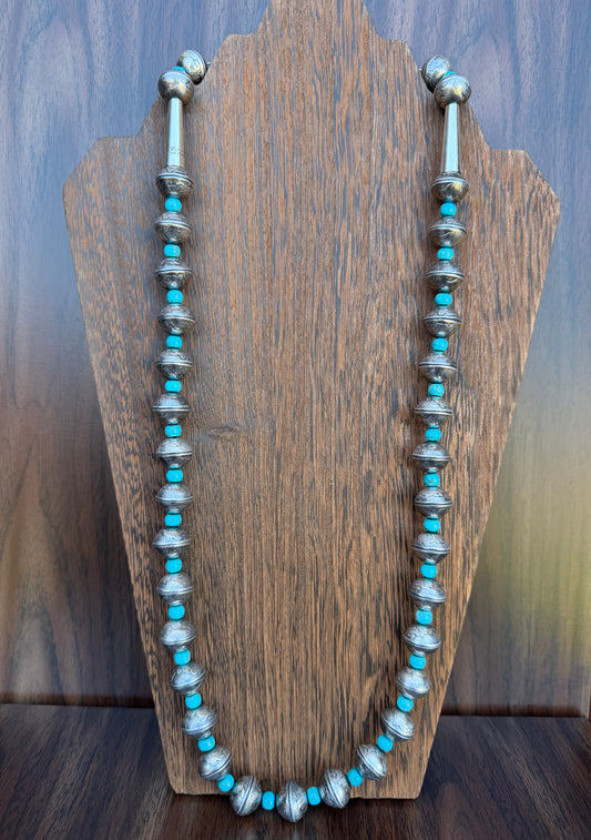 28' Single Strand With Turquoise Beads In Between And James McCabe Clasp