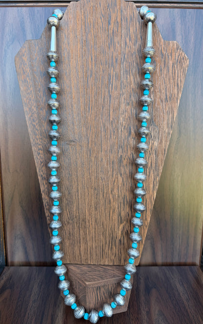 32' Single Strand With Turquoise Beads In Between And James McCabe Clasp