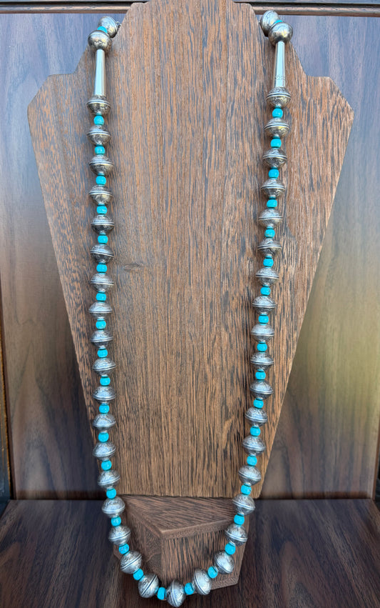 32' Single Strand With Turquoise Beads In Between And James McCabe Clasp