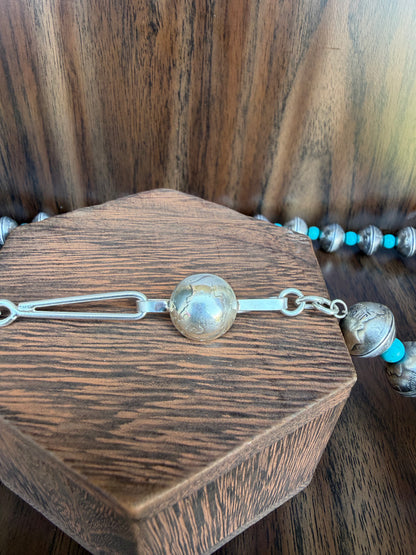 32' Single Strand With Turquoise Beads In Between And James McCabe Clasp