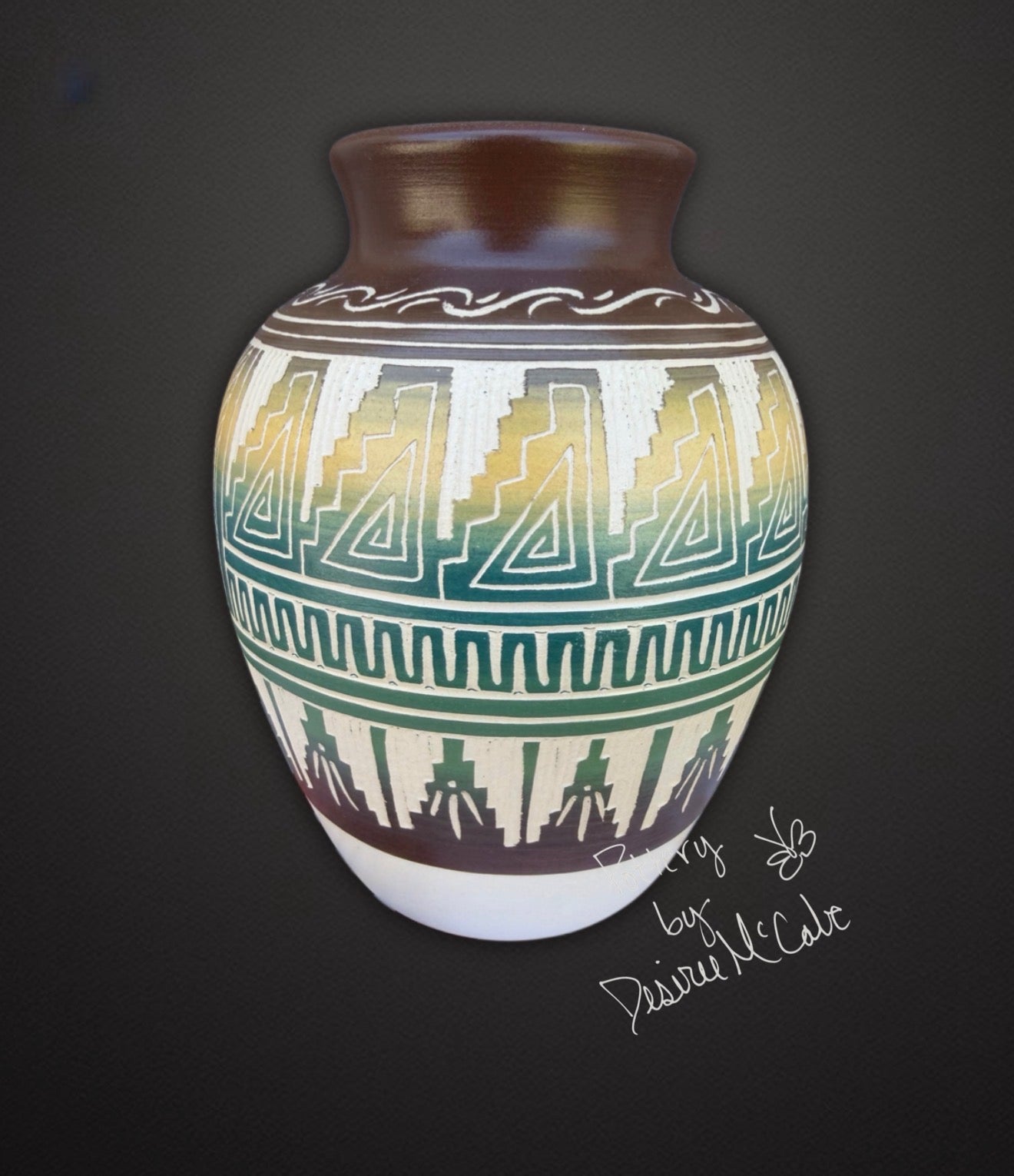 Medium Brown Ginger Jar Pot  Featuring Kokopelli