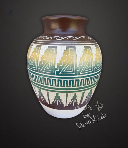 Medium Brown Ginger Jar Pot  Featuring Kokopelli