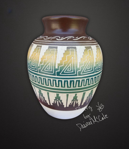 Medium Brown Ginger Jar Pot  Featuring Kokopelli