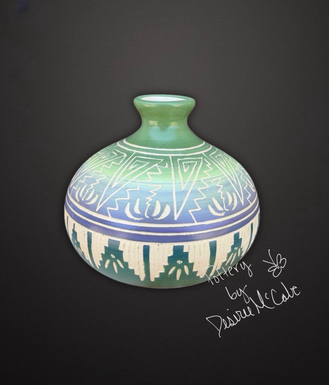 Small/Medium Green Ball Pot With Lip
