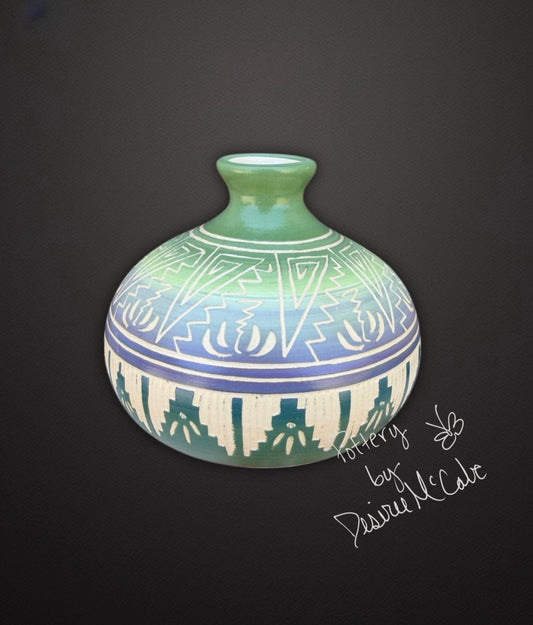 Small/Medium Green Ball Pot With Lip