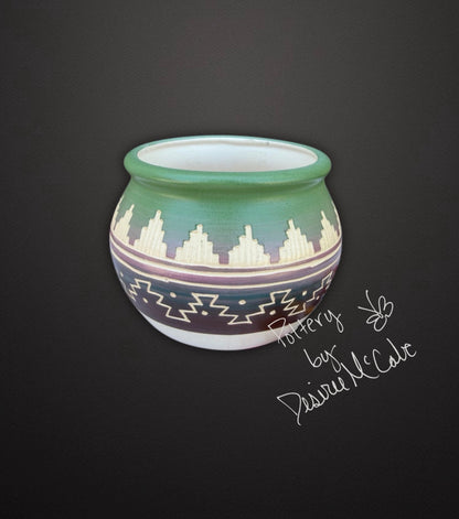 Small Green Bowl Pot 2 1/4" Tall   3" Diameter