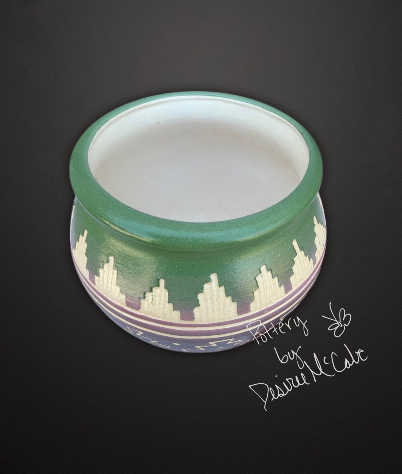 Small Green Bowl Pot 2 1/4" Tall   3" Diameter
